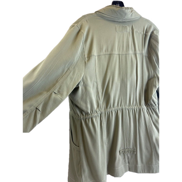 BKE Womens Jacket Blazer Size Large Light Weight Flyaway Green Olive Boho Casual - Picture 5 of 10